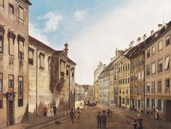 Domenico Quaglio The Residenzstrabe in front of the Max-Joseph-Platz in the year 1826 Germany oil painting art